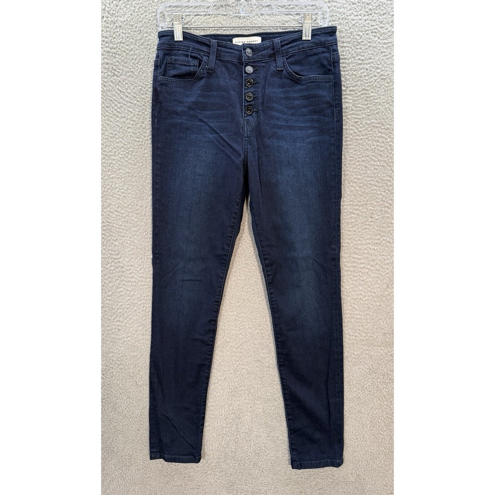 Flying Monkey Jeans Womens‎ 28 Blue High Rise Button Fly Skinny Stretch Preppy